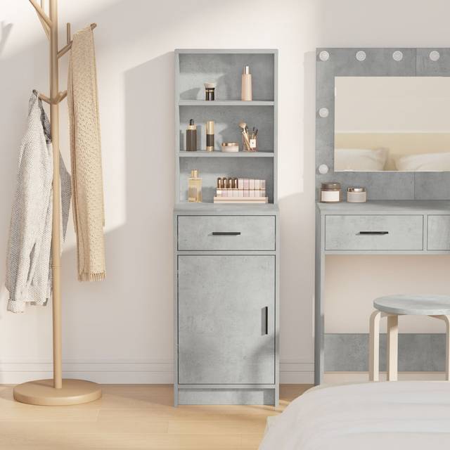 Latitude Run Black Oak Engineered Wood Medium Sideboard Rectangular Modern Concrete Grey 135cm H X 40cm W X 41cm D
