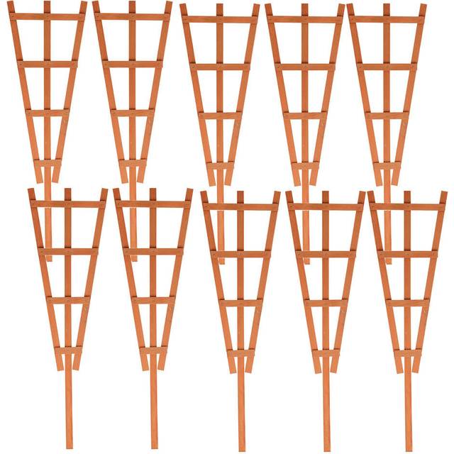 Natural Wooden Potted Climbing Garden Plants Trellis Plant Support Frame Balcony - Brown (70cm H X 22cm W X 0.5cm D)