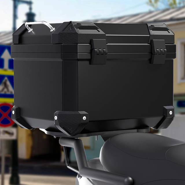 Motorcycle Rear Top Box Luggage Top Tail Carrier Tool Lock Box Universal - Black (34cm H X 39cm W X 45cm D)