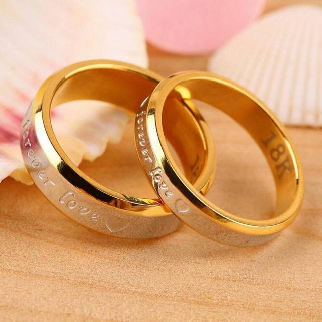 (as the picture, Male 19mm(9)) ) Luxury Couple Rings Forever Love Band Ring For Valentine Wedding Titanium Stainless Steel Rings Wedding Bands