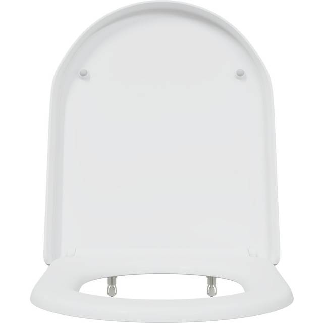 Grey Plastic Standard Adjustable Armrests Toilet Seat Oval - White (36cm W X 46cm D)