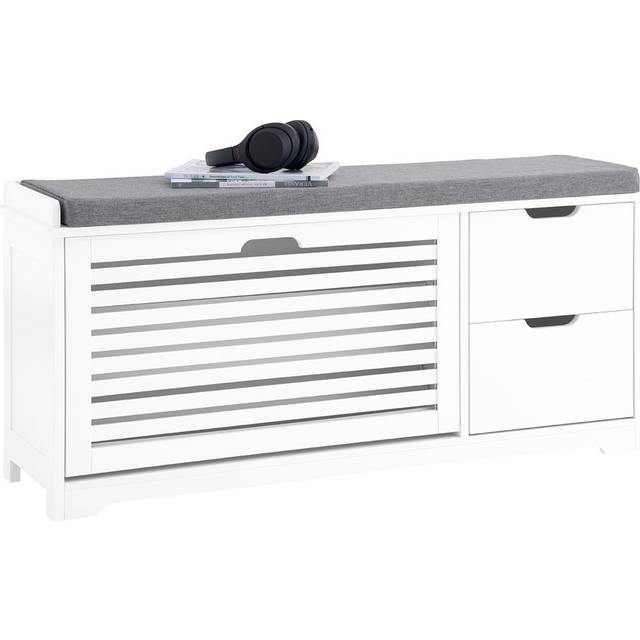 Hallway Shoe Bench Shoe Rack Shoe Cabinet With 1 Flip-Drawer And 2 Pull Out Drawers - White (8)