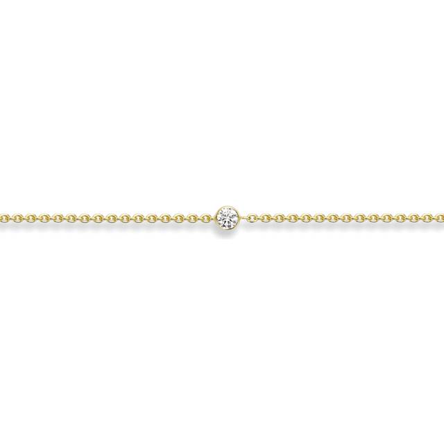 Jewelco London Ladies 18ct Yellow Gold Diamond Bubble Bezel Solitaire Charm Bracelet 3mm 7.5&#34;/19cm - CBNR02178-07