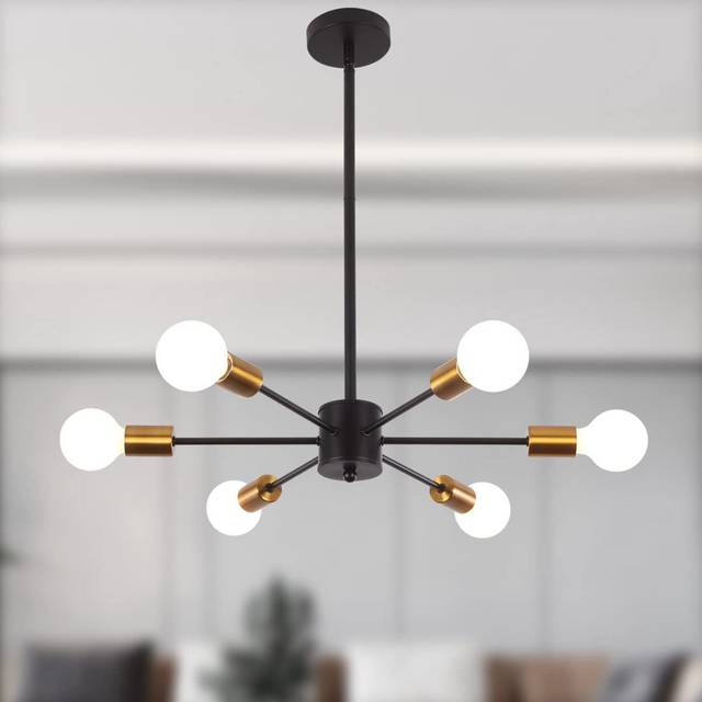 Angstrom 6 - Light Dimmable Sputnik Sphere Chandelier - Gold (12cm H X 57cm W X 57cm D)