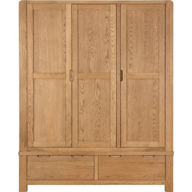 Murrysville Oak Triple Door Two Drawer Wardrobe - Natural (196cm H X 159cm W X 58cm D)