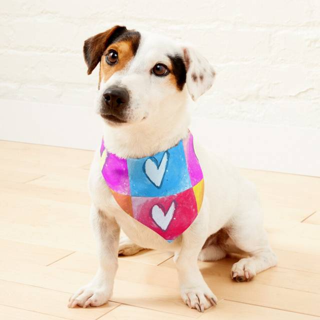 (Pop heart =1218) 2-in-1 Pet Bandana Collar with Quick Release Buckle & D-Ring Adjustable Cat Scarf for Large/XLarge/XXLarge Dogs, Double-Sided Polyes