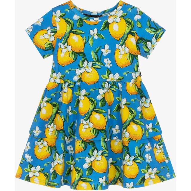 Rock Your Baby Girls Bright Blue & Yellow Lemon Dress - 7 year