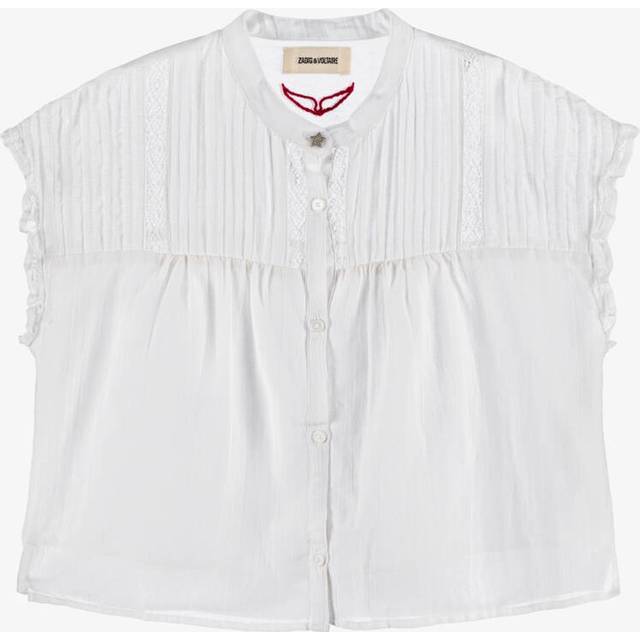 Zadig & Voltaire Girls White Cotton & Viscose Voile Blouse - 10 year