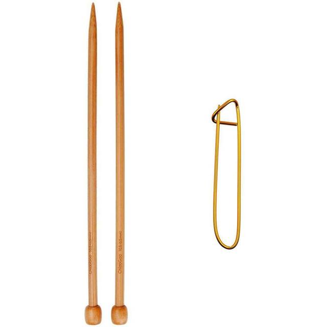 ChiaoGoo Knitting Needles Straight 7 inch (18cm) Bamboo Dark Patina Size US 8 (5mm) Bundle with 1 Artsiga Crafts Stitch Holder 1007-8