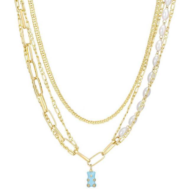 Fashionable Womens Gold Bear Necklace With Eyecatching Pearl Detail And Layered Look
