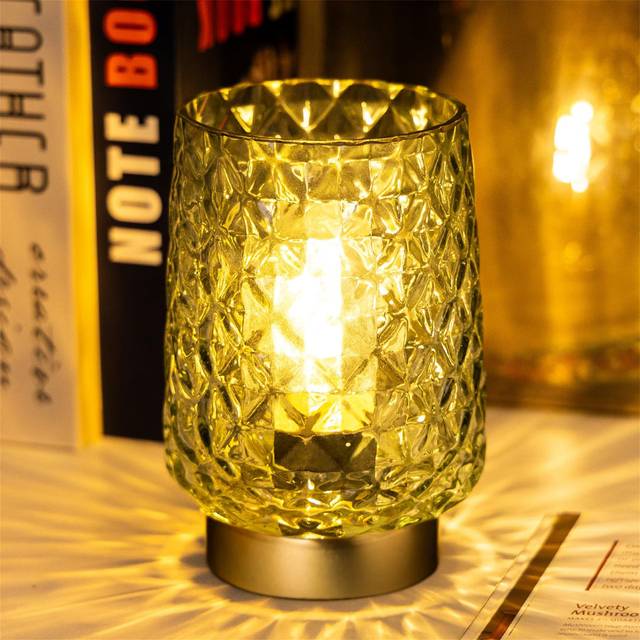 Battery Operated Lamp, Cordless LED Table Lamp With Timer - Gold (14.2cm H X 10cm W X 10cm D)