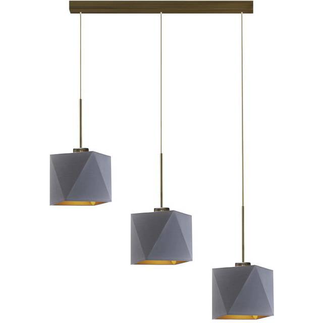Everette 3-Light Kitchen Island Square Pendant - Grey (120cm H X 65cm W X 65cm D)
