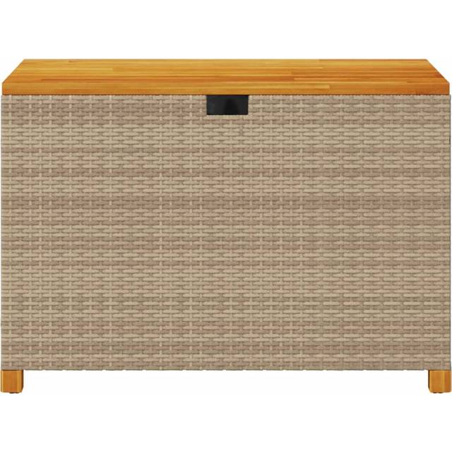 Garden Storage Box 110X55x63 Cm Poly Rattan Acacia Wood - Brown (63cm H X 110cm W X 55cm D)
