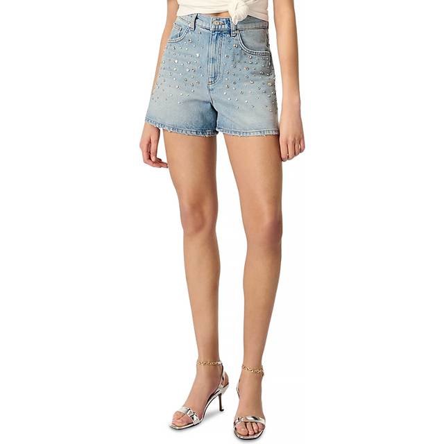 Short En Denim À Studs - Bleu - Maje -  Matière principale: 60% coton, 40% lyocellDoublure poches: 67% polyester, 33% cotonJacron: cuir de veau - Prêt-à-porter > Bas > Shorts