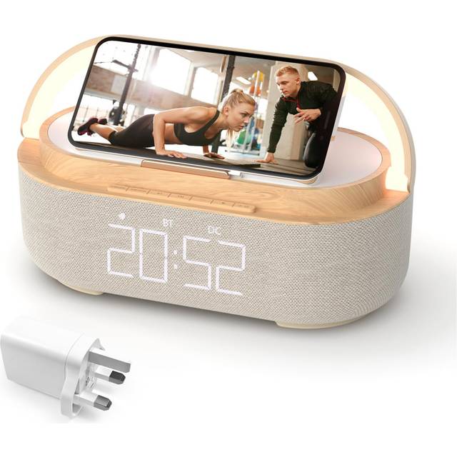 Digital Metal Electric Alarm Tabletop Clock Beige (12.7cm H X 22.9cm W X 11cm D)