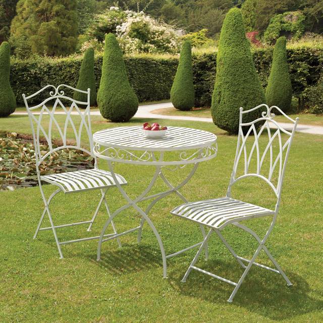 Round 3 - Piece 2 - Person 70Cm L Outdoor Bistro Set - White (2)