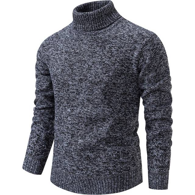 (Black, XL) 26) Trendy Men's Turtleneck Knit Sweater Comfortable and Soft Pullover
