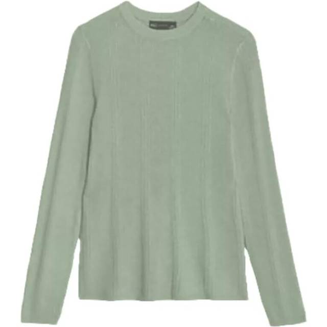 (Jumper Ladies Knitted Fitted Long Sleeve Top) EX M&S  Ladies Ribbed Crew Neck Top Jumper
