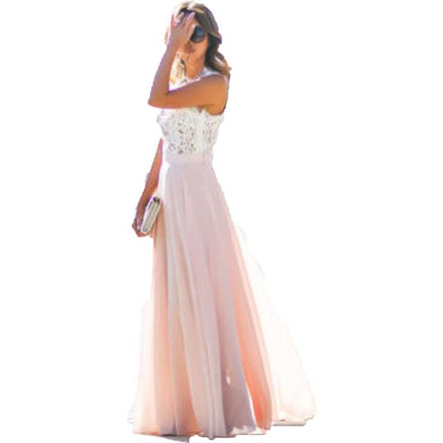 (XL, Pink) 2025 New Long Lace Maxi Dress Evening Formal Party Ball Gown Prom Chiffon Bridesmaid 40% Off
