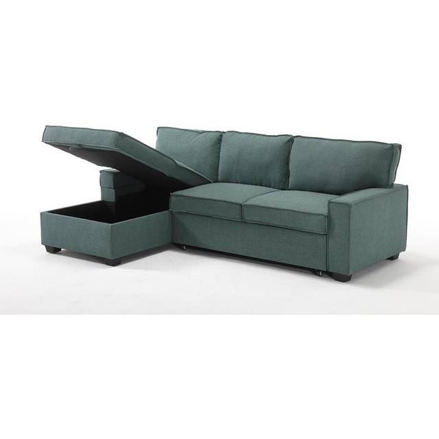 Makynzie Corner Sofa With Pull Out Sofa Bed & Storage - Teal (Right) - Brown (86cm H X 233cm W X 144cm D)