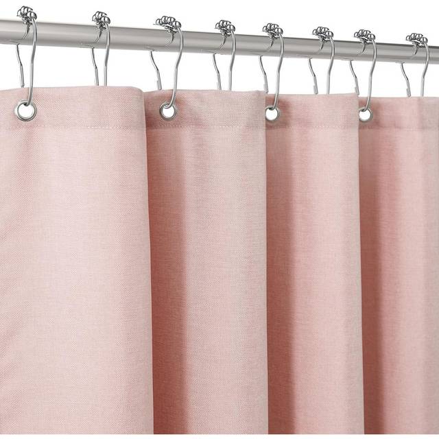 Shower Curtain for Bathroom with Metal Hooks Linen Fabric Shower Curtain - 182 x 182cm - Pink