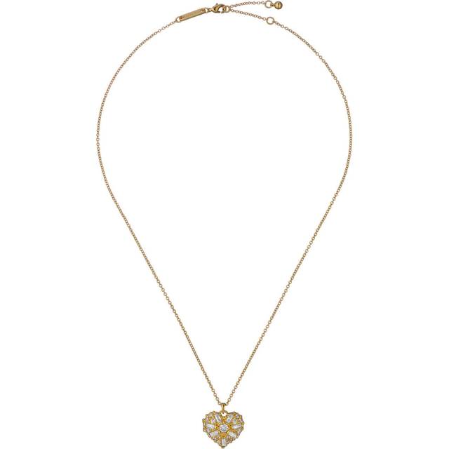 Ted Baker Cherish Gold Tone Crystal Heart Locket Necklace TBJ3981-02-02
