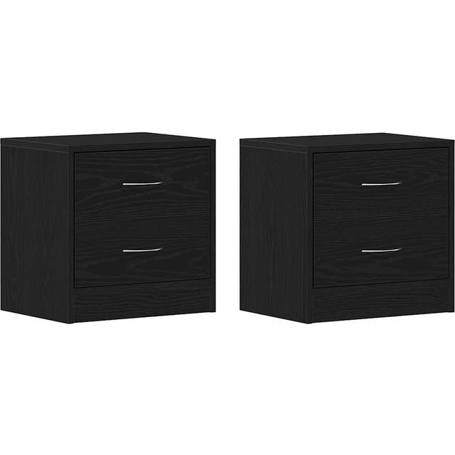 40cm W Manufactured Wood Bedside Table - Black oak (40cm H X 40cm W X 30cm D)