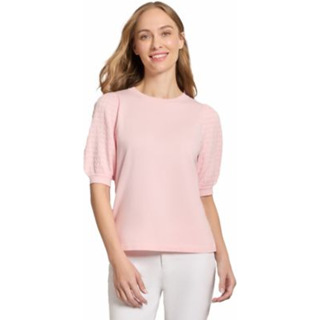 Jones New York Stitch Puff Sleeve Sweater