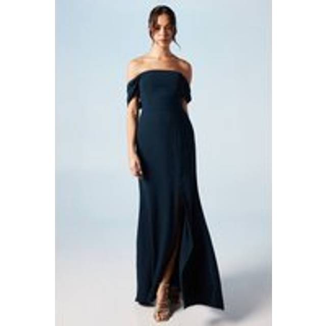 Bardot Crepe Fishtail Bridesmaids Maxi Dress - Navy - 8