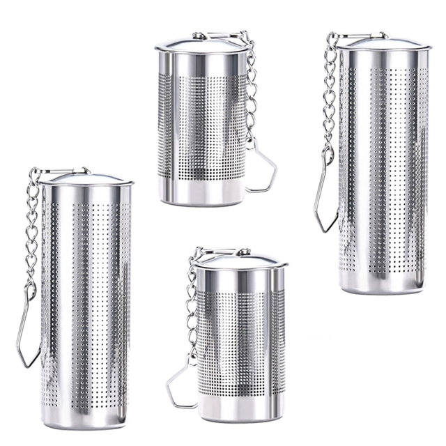 4PCS Tea Infusers for Loose Tea,Tea Filter with Lid,Stainless Steel Strainer Chain Hook,Large Ball