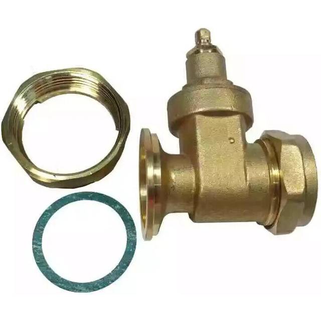 22mm central heating pump valves (2 pack) brass, gate valve type, with washers