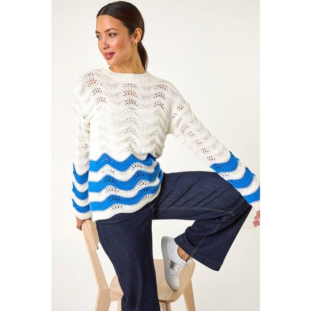 Roman Ivory Chevy Pointelle Knit Jumper - Size 14