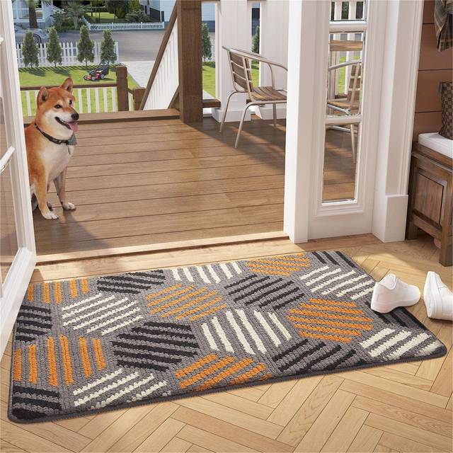 Door Mat Indoor, Front Door Mat Inside Machine Washable, Super Absorbent, Non-Slip Floor Mat For Entrance, Shoes - Grey (120cm W X 80cm L)