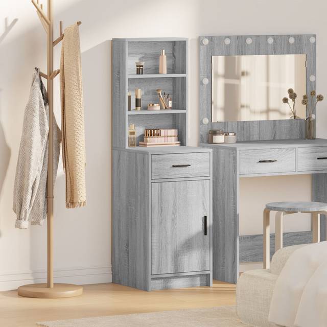 Latitude Run Black Oak Engineered Wood Medium Sideboard Rectangular Modern Grey Sonoma 135cm H X 40cm W X 41cm D