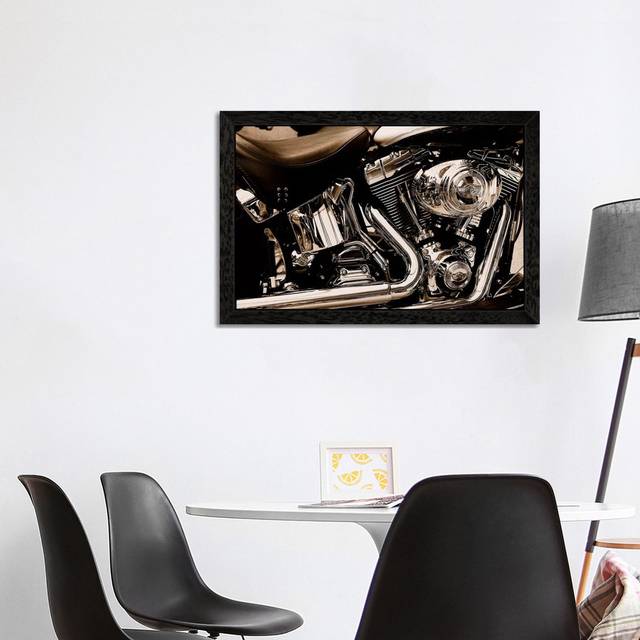 &#39;Harley Motorcycle&#39; - Unframed Photograph Print on Canvas - Black Framed (45.72cm H x 66.04cm W x 4.445cm D)