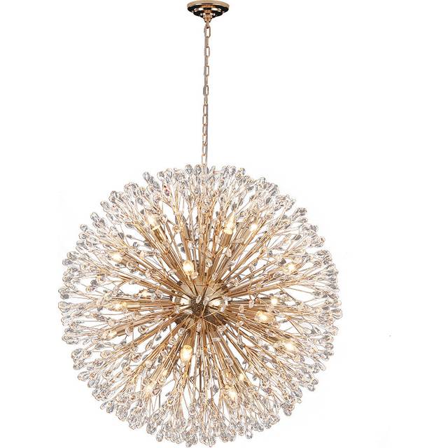 Dandelion 20-Light Modern Round Sputnik Crystal Chandelier Starburst Ceiling Light - Gold (90cm H X 90cm W X 90cm D)