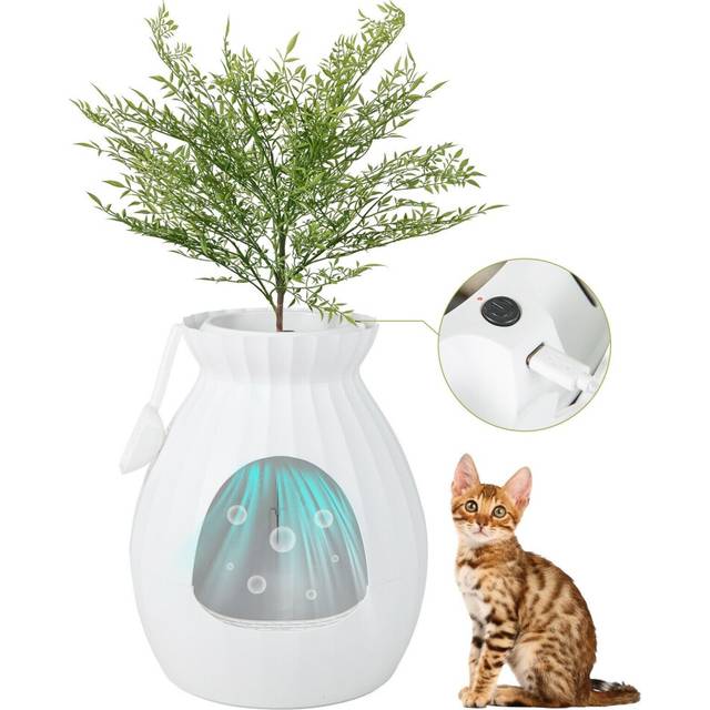 Smart Faux Plant Cat Litter Box Electronic Odor Removal & Sterilization