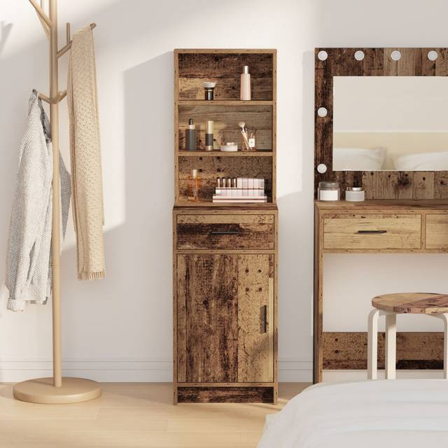 Latitude Run Black Oak Engineered Wood Medium Sideboard Rectangular Modern Old Wood 135cm H X 40cm W X 41cm D