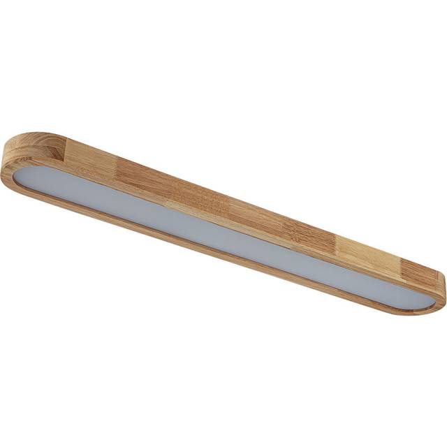 Farmhouse Wooden Round-Corner LED Flush Mount Ceiling Light - Natural (12.7cm H X 241.3cm W X 35.56cm D)