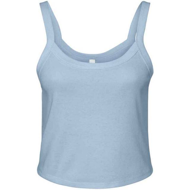 (XS, Solid Baby Blue) Bella + Canvas Womens/Ladies Plain Micro-Rib Spaghetti Strap Tank Top