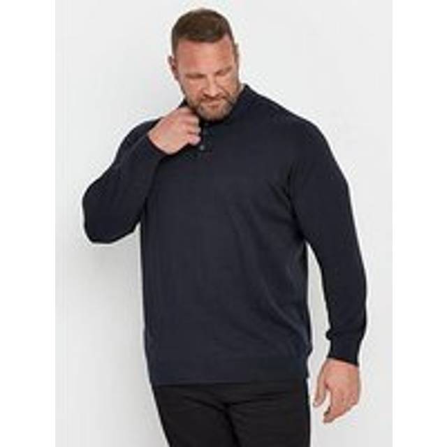BadRhino Long Sleeve Knitted Polo Shirt - Blue, Blue, Size L, Men