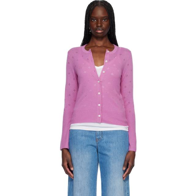 Guest in Residence Purple Jane Pointelle Cardigan - FUS Fuchsia - XS