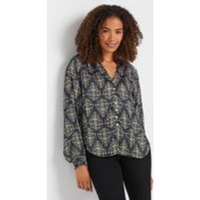 M&Co Navy Blue Metallic Floral Print Blouse 16 M&Co Womens