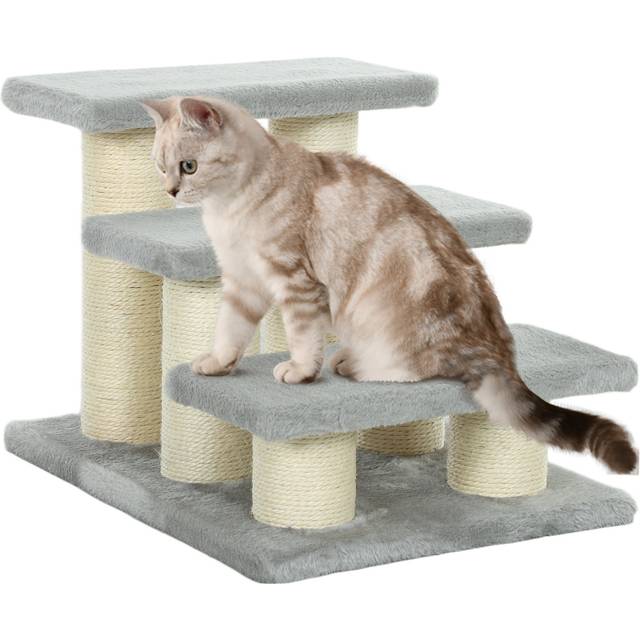 PawHut Cat Steps 3 Stairs Deluxe Pet Portable Easy Climb Assistance Lightweight | TJ Hughes