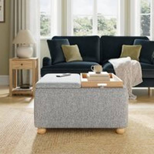 Elma Soft Weave Tray Table Ottoman - Grey