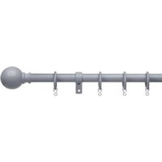 Ashton Extendable Metal Curtain Pole with Rings - Grey