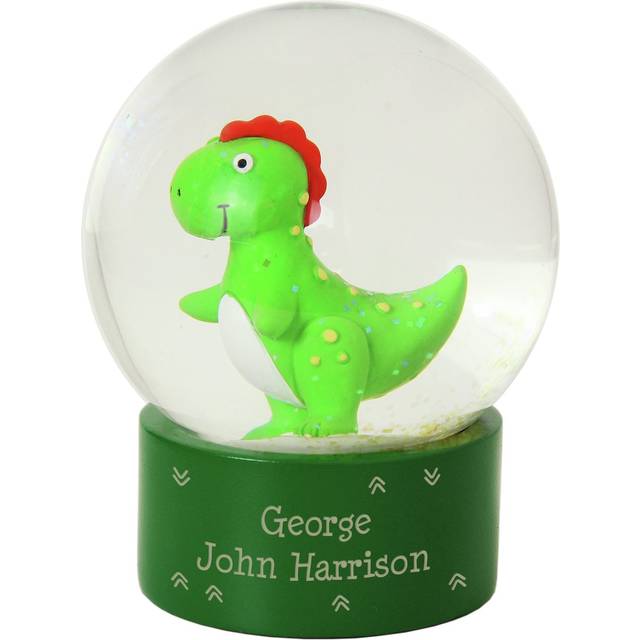 The Personalised Memento Company Personalised Dinosaur Glitter Snow Globe, One Colour, Women