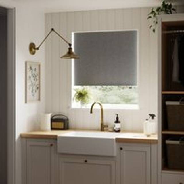 Chevron Blackout Roller Blind - Charcoal