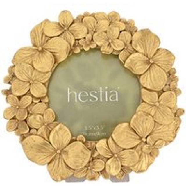 Hestia Gold Flower Round Photo Frame