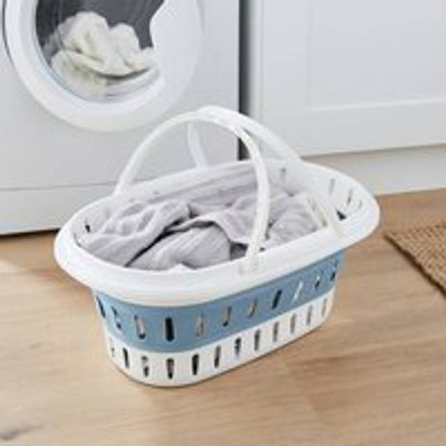 Collapsible Laundry Basket with Handles - Ashley Blue
